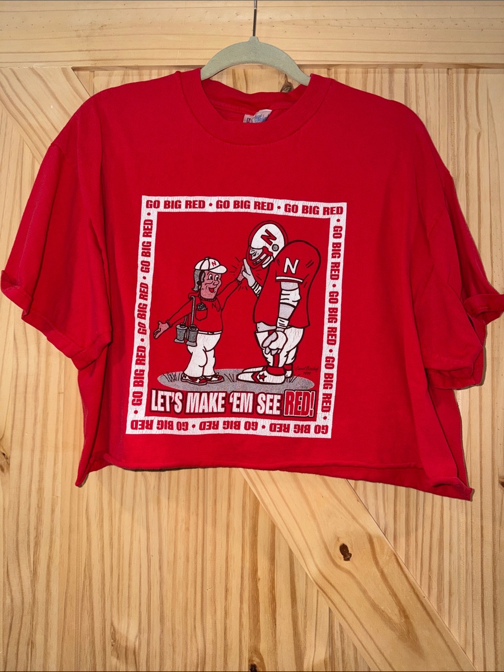 Nebraska Huskers Graphic Oversized Crop Tee - Let's Make 'Em See Red